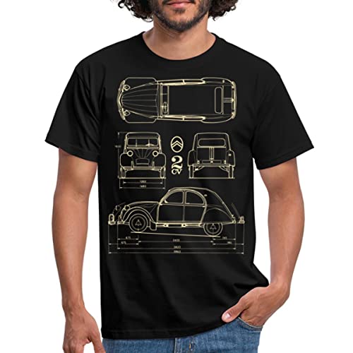 Spreadshirt Citroën 2CV Ente Bauplan Männer T-Shirt, M, Schwarz von Spreadshirt