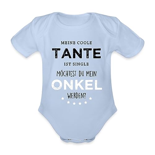 Spreadshirt Coole Tante Ist Single Werd Mein Onkel Baby Bio-Kurzarm-Body, 56 (0-1 M.), Sky von Spreadshirt