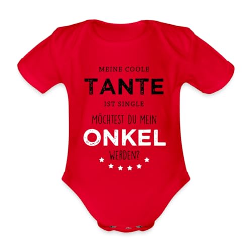 Spreadshirt Coole Tante Ist Single Werd Mein Onkel Baby Bio-Kurzarm-Body, 74 (6-9 M.), Rot von Spreadshirt