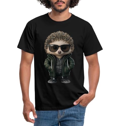 Spreadshirt Cooler Igel Mit Sonnenbrille Männer T-Shirt, XXL, Schwarz von Spreadshirt