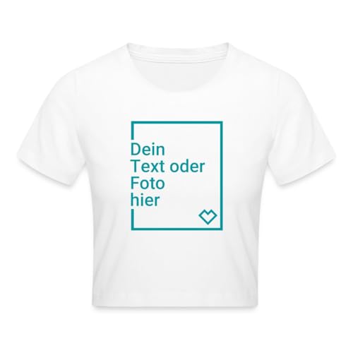Spreadshirt Crop Top Selbst Gestalten Mit Foto Und Text | Bauchfreies Top Personalisiert Crop Top, L, Weiß von Spreadshirt