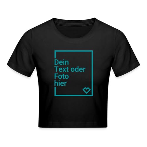 Spreadshirt Crop Top Selbst Gestalten Mit Foto Und Text | Bauchfreies Top Personalisiert Crop Top, S, Schwarz von Spreadshirt
