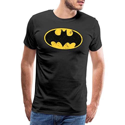 Spreadshirt DC Comics Batman Logo Used Look Männer Premium T-Shirt, 5XL, Schwarz von Spreadshirt