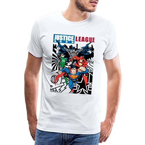 Spreadshirt DC Comics Justice League Comic Cover Männer Premium T-Shirt, XL, weiß von Spreadshirt