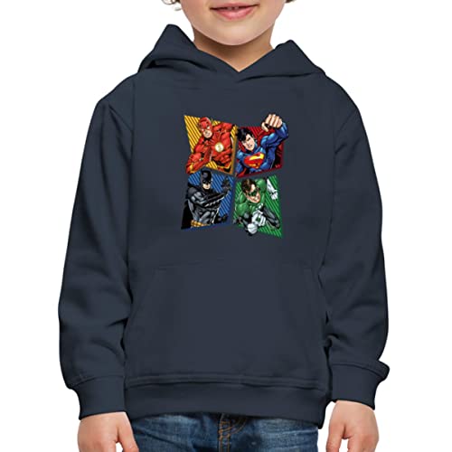 Spreadshirt DC Comics Justice League Superhelden Kinder Premium Hoodie, 134/146 (9-11 Jahre), Navy von Spreadshirt