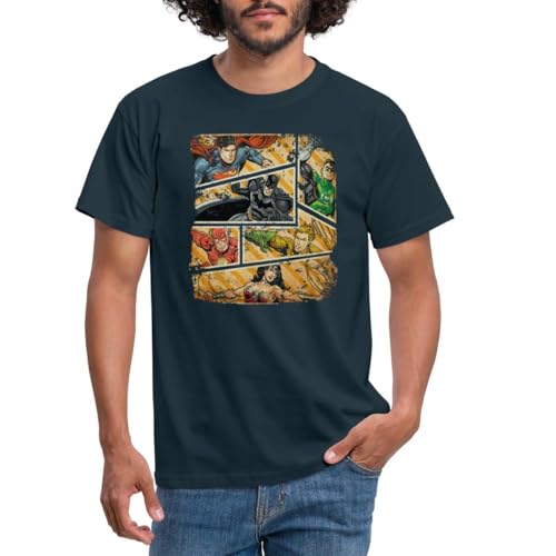 Spreadshirt DC Comics Justice League Vintage Helden Männer T-Shirt, L, Navy von Spreadshirt