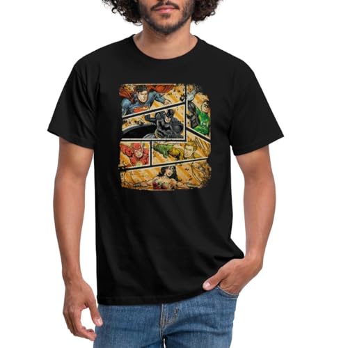 Spreadshirt DC Comics Justice League Vintage Helden Männer T-Shirt, XL, Schwarz von Spreadshirt