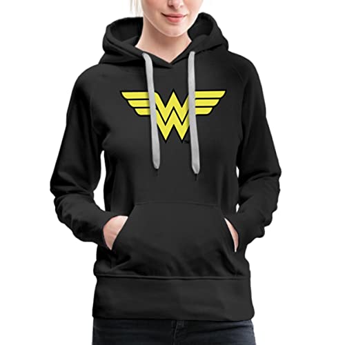 Spreadshirt DC Comics Justice League Wonder Woman Logo Frauen Premium Hoodie, S, Schwarz von Spreadshirt