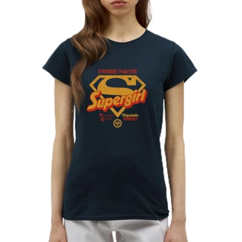 Spreadshirt DC Comics Supergirl Logo Superkräfte Frauen T-Shirt, XXL, Navy von Spreadshirt