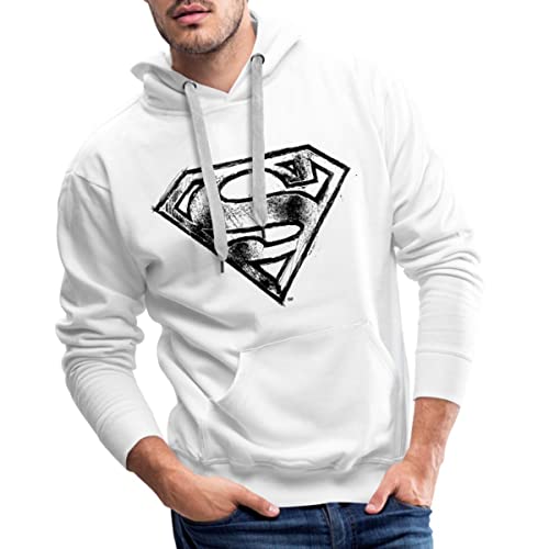 Spreadshirt DC Comics Superman Logo Gezeichnet Männer Premium Hoodie, M, weiß von Spreadshirt