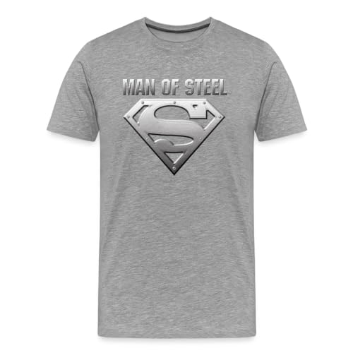 Spreadshirt DC Comics Superman Logo Man of Steel Männer Premium T-Shirt, L, Grau meliert von Spreadshirt