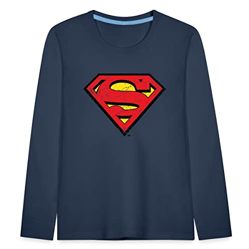 Spreadshirt DC Comics Superman Logo Used Look Kinder Premium Langarmshirt, 98/104 (2 Jahre), Navy von Spreadshirt