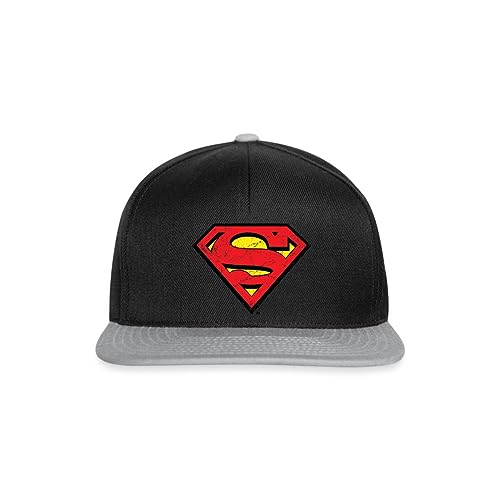 Spreadshirt DC Comics Superman Logo Used Look Snapback Cap, One Size, Schwarz/Grau von Spreadshirt
