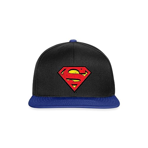 Spreadshirt DC Comics Superman Logo Used Look Snapback Cap, One Size, Schwarz/Königsblau von Spreadshirt