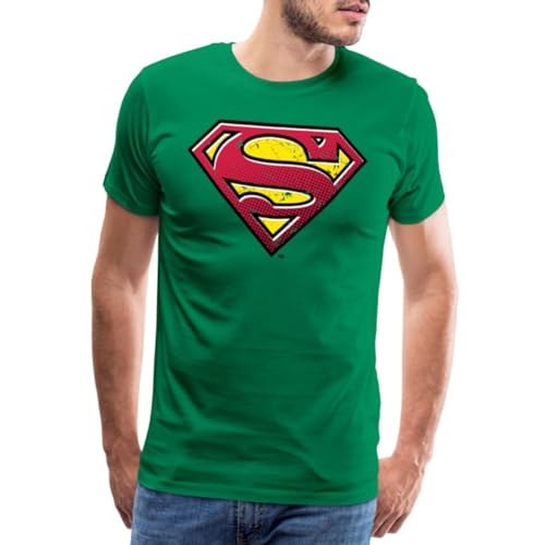 Spreadshirt DC Comics Superman Logo Used Look Punkte Style Männer Premium T-Shirt, XL, Kelly Green von Spreadshirt