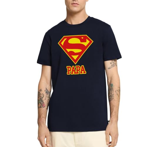 Spreadshirt DC Comics Superman Papa Superpapa Männer Premium T-Shirt, L, Navy von Spreadshirt