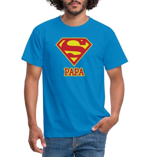 Spreadshirt DC Comics Superman Papa Superpapa Männer T-Shirt, M, Royalblau von Spreadshirt