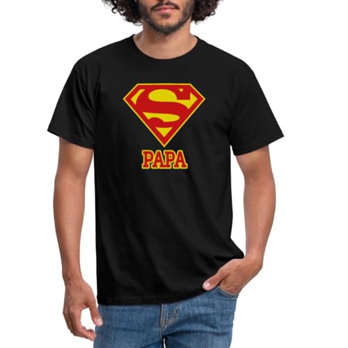 Spreadshirt DC Comics Superman Papa Superpapa Männer T-Shirt, S, Schwarz von Spreadshirt