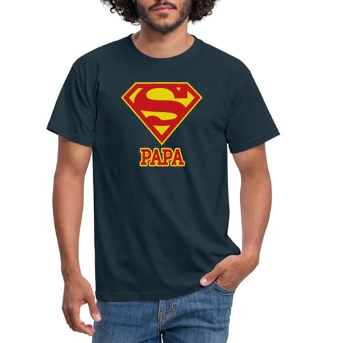Spreadshirt DC Comics Superman Papa Superpapa Männer T-Shirt, XL, Navy von Spreadshirt