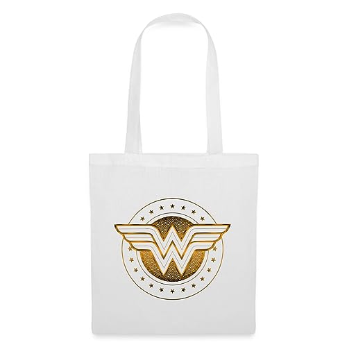 Spreadshirt DC Comics Wonder Woman Logo Mit Sternchen Stoffbeutel, One size, Weiß von Spreadshirt