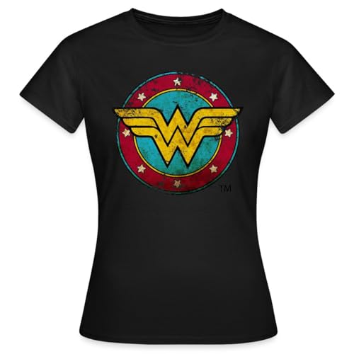 Spreadshirt DC Comics Wonder Woman Logo Used Look Frauen T-Shirt, L, Schwarz von Spreadshirt
