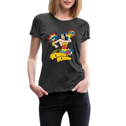 Spreadshirt DC Comics Wonder Woman Retro Frauen Premium T-Shirt, M, Anthrazit meliert von Spreadshirt