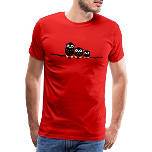 Spreadshirt DREI Baby Eulen auf einem AST Männer Premium T-Shirt, M, Rot von Spreadshirt