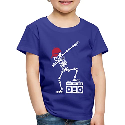 Spreadshirt Dab Skelett Dabbing Gerippe Musik Halloween Breakdance Kinder Premium T-Shirt, 134/140 (8 Jahre), Königsblau von Spreadshirt