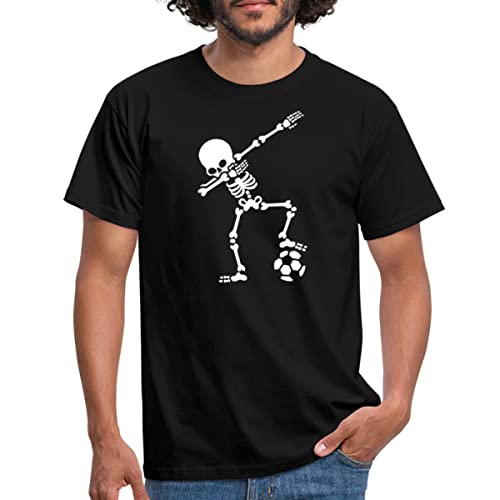 Spreadshirt Dabbing Skelett Mit Fussball Dab Gerippe Halloween Männer T-Shirt, M, Schwarz von Spreadshirt