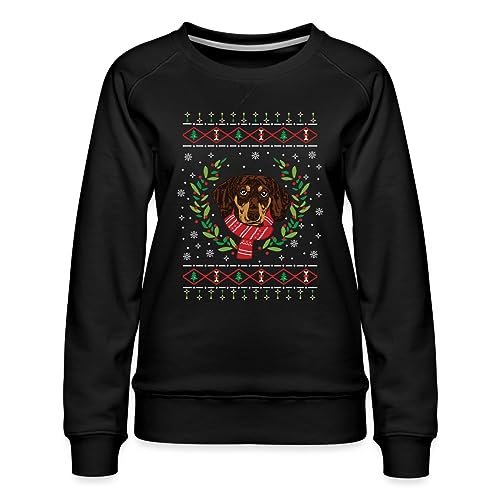 Spreadshirt Dackel, Ugly Christmas Sweater Weihnachten Frauen Premium Pullover, XXL, Schwarz von Spreadshirt