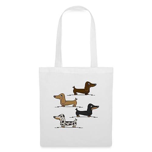 Spreadshirt Dackel Dackeln Hund Geschenk Für Hundebesitzer Zwergdackel Stoffbeutel, One size, weiß von Spreadshirt