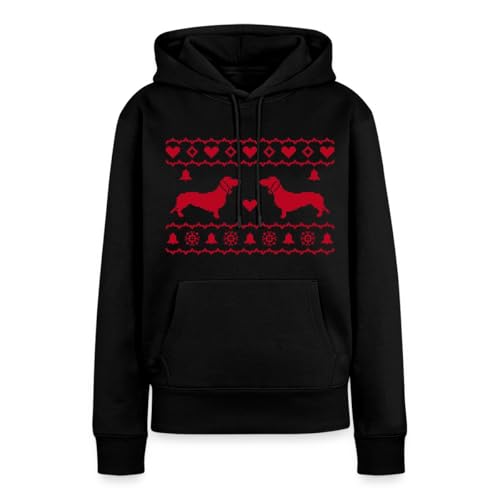 Spreadshirt Dackel Weihnachten Norwegerpulli Weihnachtspullover Frauen Premium Hoodie, L, Schwarz von Spreadshirt