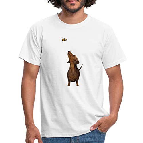 Spreadshirt Dackel mit Hummel Süßestes Dackel Geschenk Männer T-Shirt, XL, weiß von Spreadshirt