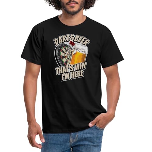 Spreadshirt Dart and Beer That's Why I'm Here Dartboard Darts Fan Gift Männer T-Shirt, L, Schwarz von Spreadshirt