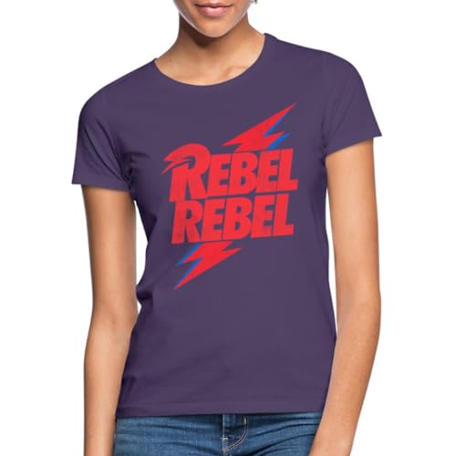 Spreadshirt David Bowie Rebel Rebel Mit Blitz Frauen T-Shirt, S, Dunkellila von Spreadshirt