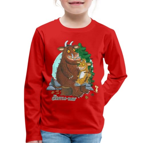 Spreadshirt Der Grüffelo Mit Kind Im Wald Kinder Premium Langarmshirt, 110/116 (4 Jahre), Rot von Spreadshirt