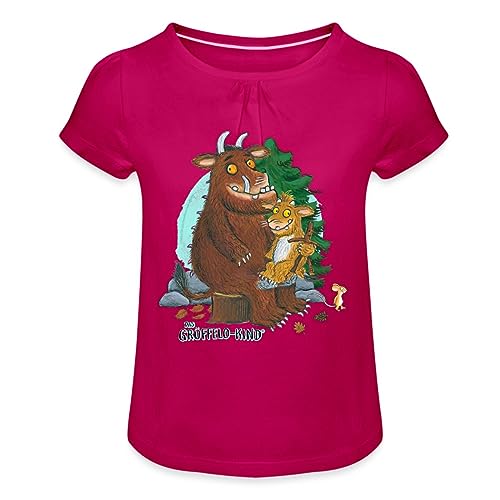 Spreadshirt Der Grüffelo Mit Kind Im Wald Mädchen T-Shirt mit Raffungen, 6 Jahre, Fuchsia von Spreadshirt