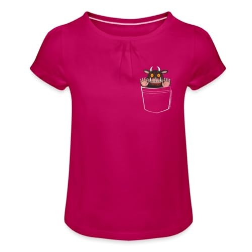 Spreadshirt Der Grüffelo In Der Tasche Brusttaschen-Druck Mädchen T-Shirt mit Raffungen, 6 Jahre, Fuchsia von Spreadshirt