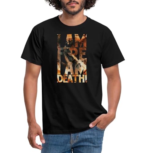 Spreadshirt Der Hobbit Smaug Ich Bin Feuer, Ich Bin Der Tod Männer T-Shirt, 4XL, Schwarz von Spreadshirt