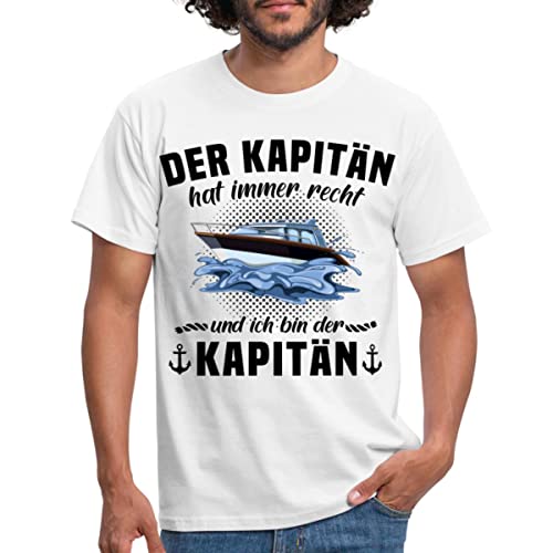 Spreadshirt Der Kapitän Hat Immer Recht Lustiger Spruch Männer T-Shirt, M, Weiß von Spreadshirt
