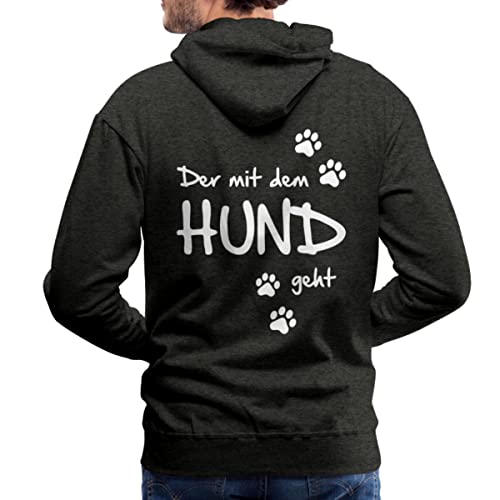 Spreadshirt Der Mit Dem Hund Geht Gassi Hunde Spruch Männer Premium Hoodie, L, Anthrazit von Spreadshirt