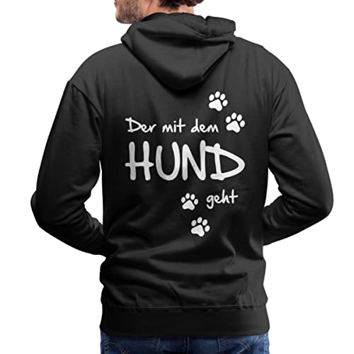 Spreadshirt Der Mit Dem Hund Geht Gassi Hunde Spruch Männer Premium Hoodie, M, Schwarz von Spreadshirt