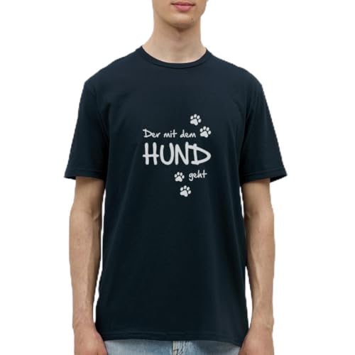 Spreadshirt Der Mit Dem Hund Geht Gassi Hunde Spruch Männer T-Shirt, L, Navy von Spreadshirt