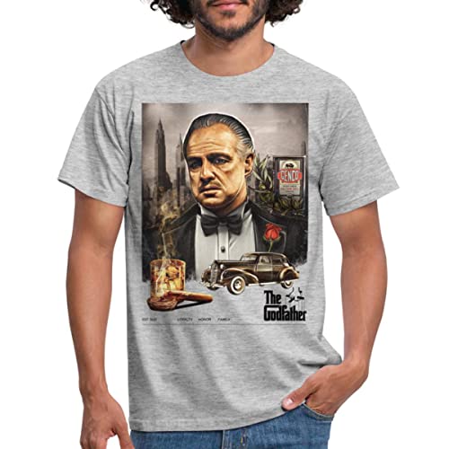 Spreadshirt Der Pate The Godfather Don Corleone Mafia Boss Mafia Film Männer T-Shirt, M, Grau meliert von Spreadshirt