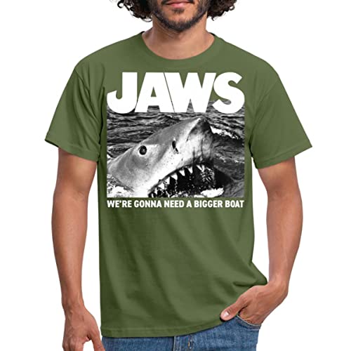 Spreadshirt Der Weiße Hai Jaws We´re Gonna Need A Bigger Boat Männer T-Shirt, XXL, Militärgrün von Spreadshirt