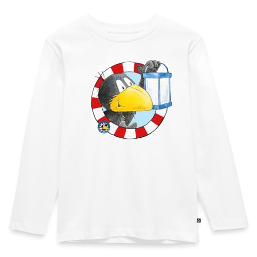 Spreadshirt Der kleine Rabe Socke mit Laterne Kinder Premium Langarmshirt, 98/104 (2 Jahre), Weiß von Spreadshirt
