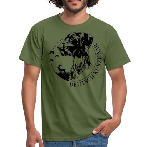 Spreadshirt Deutsch Kurzhaar Jagdhunde Portrait Hund Männer T-Shirt, XL, Militärgrün von Spreadshirt