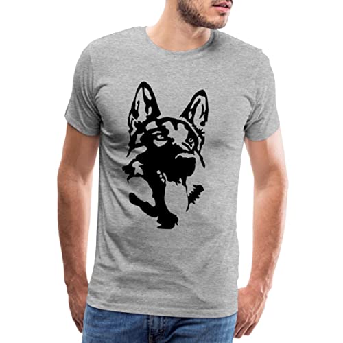 Spreadshirt Deutscher Schäferhund Männer Premium T-Shirt, M, Grau meliert von Spreadshirt