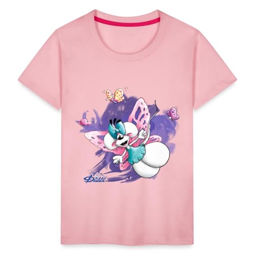 Spreadshirt Diddl Diddlina Mit Schmetterlingsflügeln Kinder Premium T-Shirt, 122/128 (6 Jahre), Hellrosa von Spreadshirt