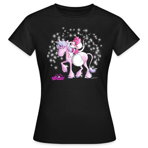 Spreadshirt Diddl Diddlina Reitet Auf Einhorn Lalunaly Frauen T-Shirt, M, Schwarz von Spreadshirt